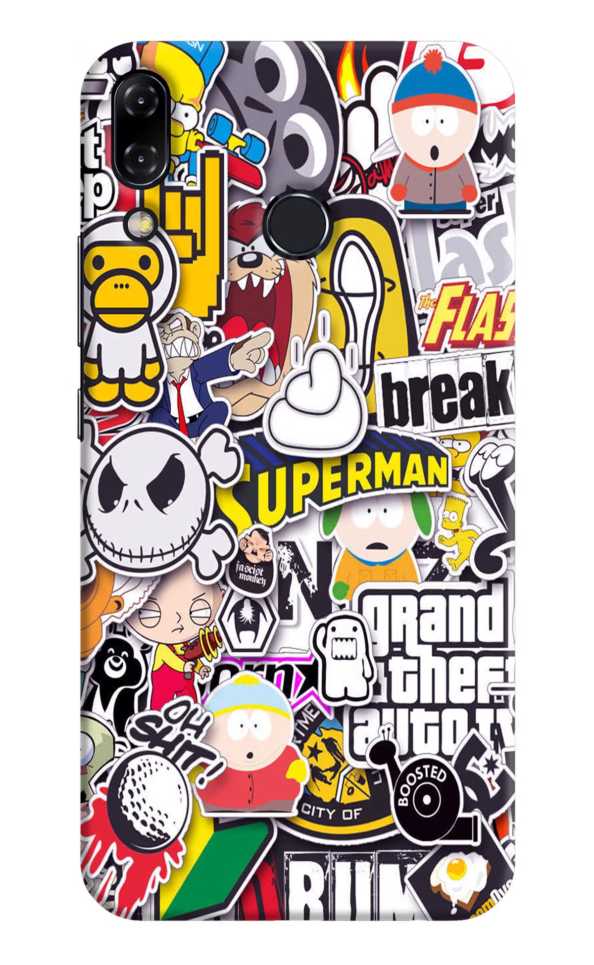 Sticker Bomb Asus Zenfone 5Z Hard Case Back Cover by Casekaro