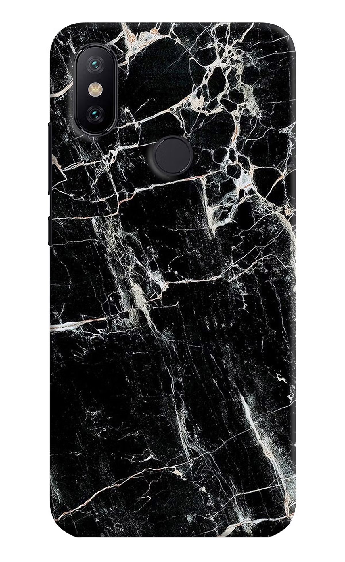 Black Marble Texture Mi A2 Hard Case Back Cover by Casekaro