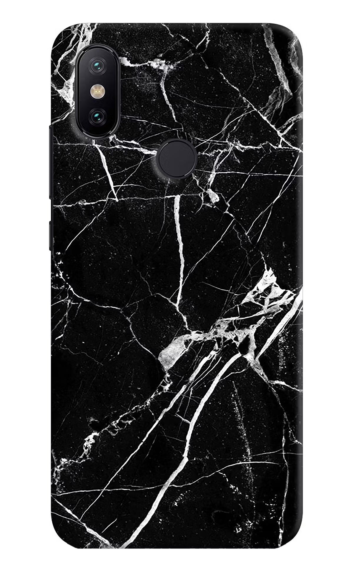 Black Marble Pattern Mi A2 Hard Case Back Cover by Casekaro