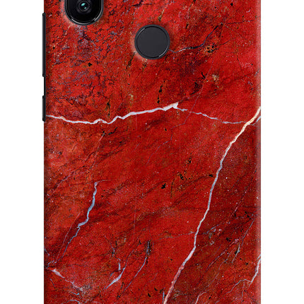 Red Marble Design Mi A2 Hard Case Back Cover by Casekaro