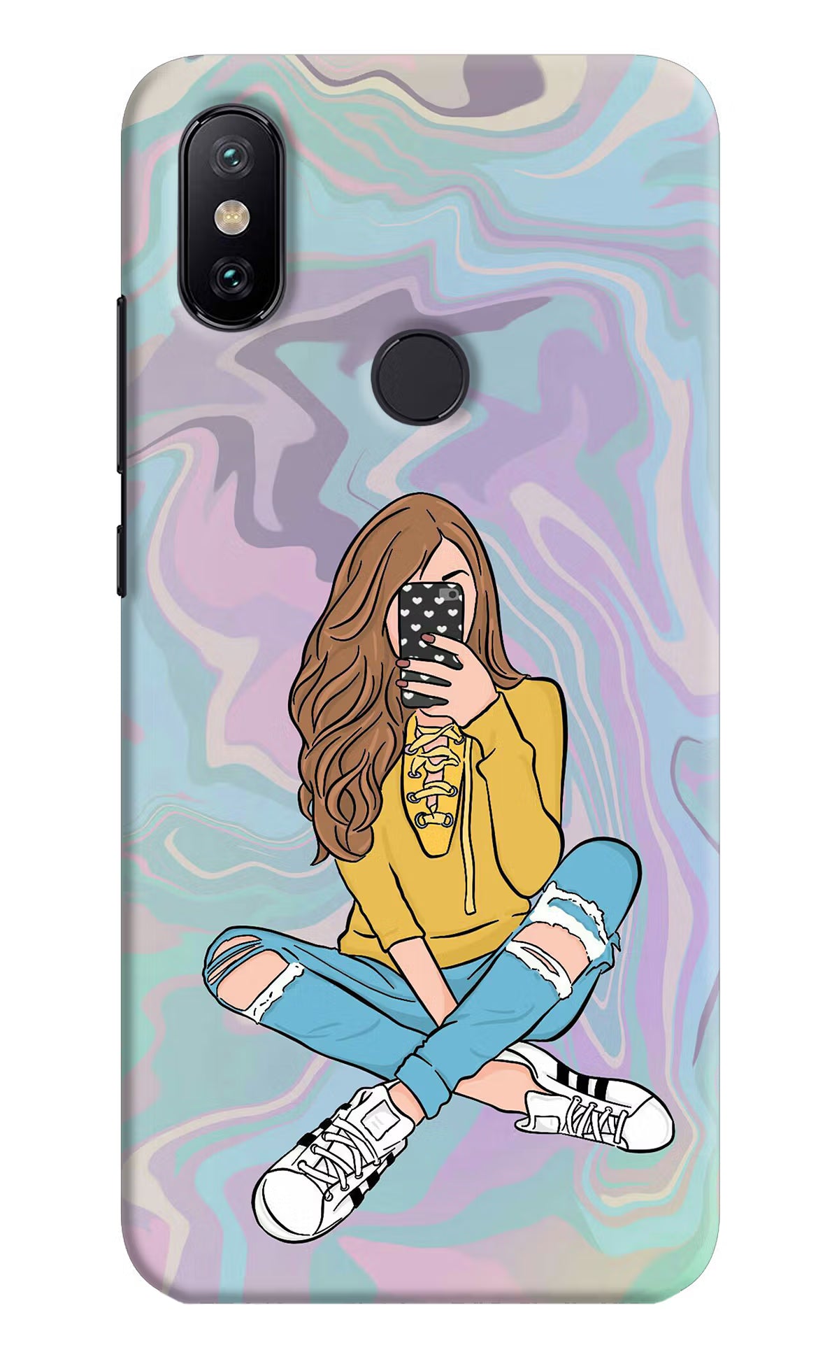 Selfie Girl Mi A2 Hard Case Back Cover by Casekaro