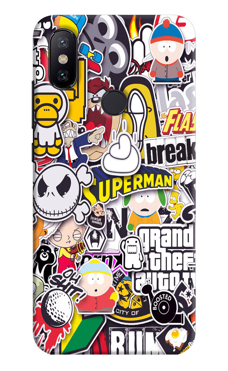 Sticker Bomb Mi A2 Back Cover, Hard case
