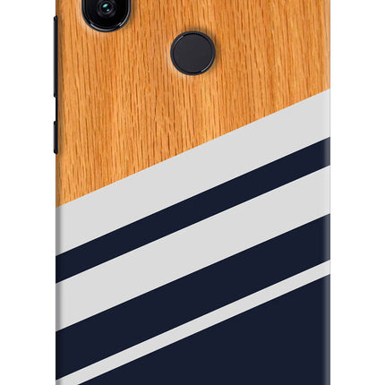 Blue and white wooden Mi A2 Hard Case Back Cover by Casekaro