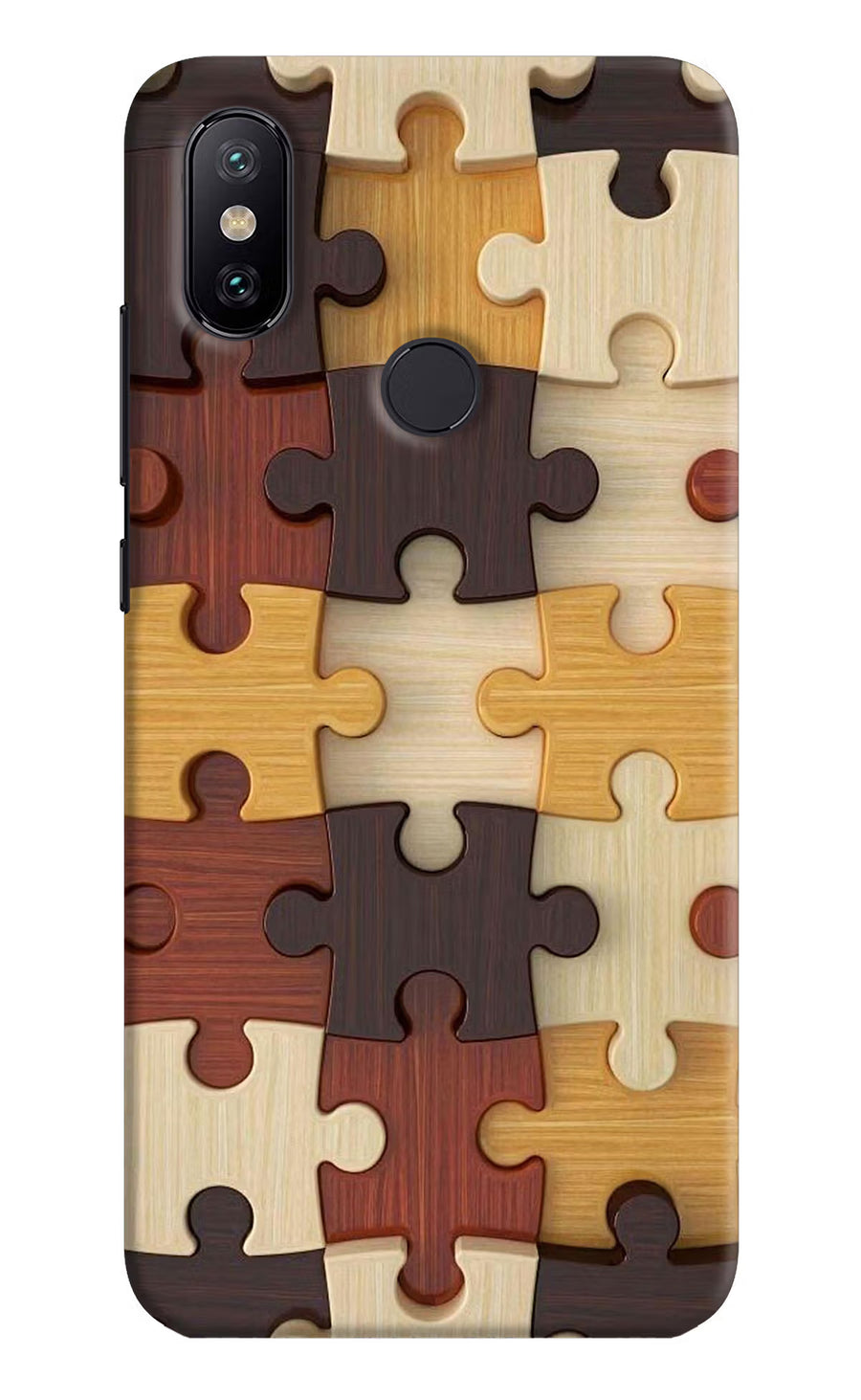 Wooden Puzzle Mi A2 Back Cover, Hard case