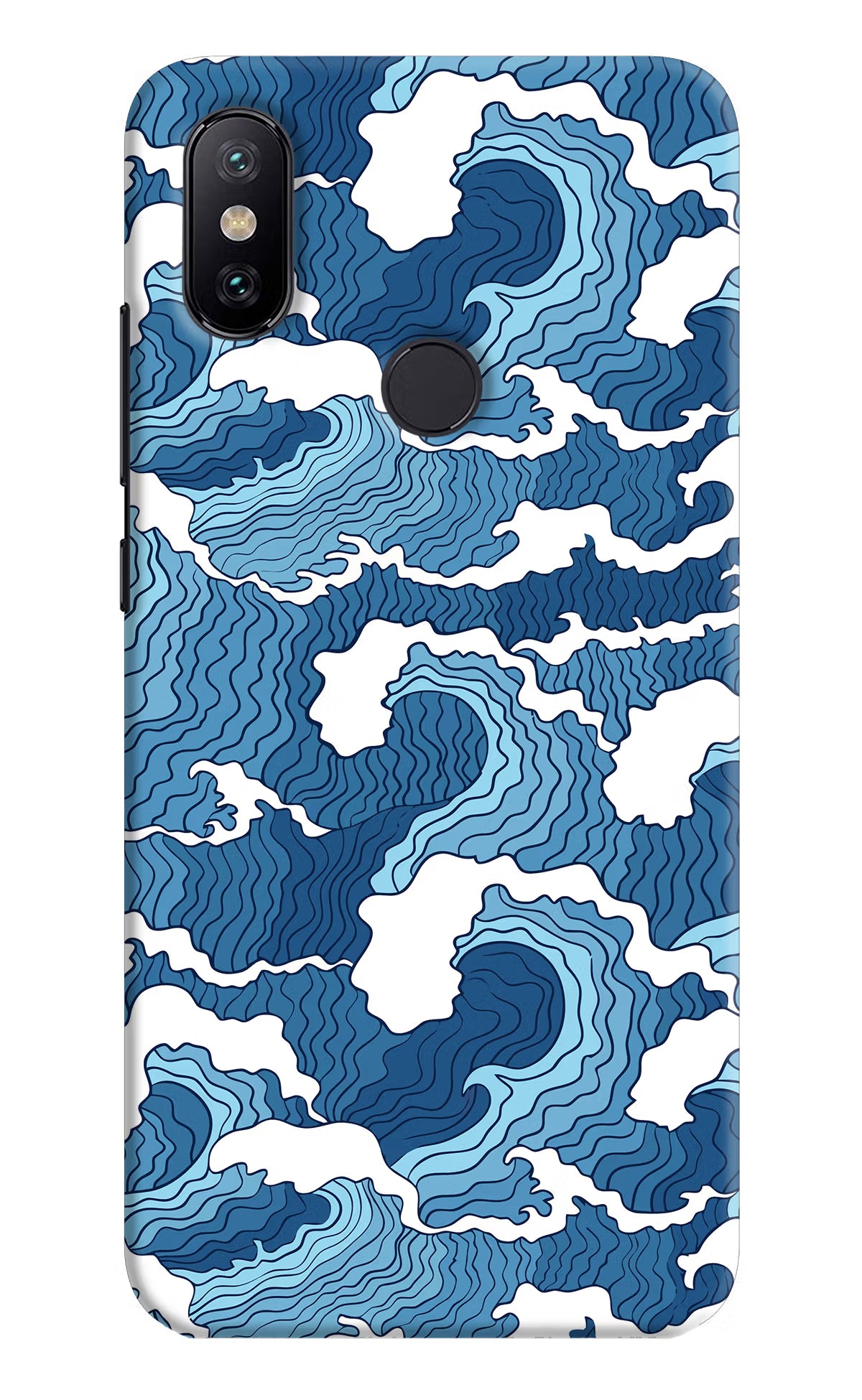 Blue Waves Mi A2 Hard Case Back Cover by Casekaro