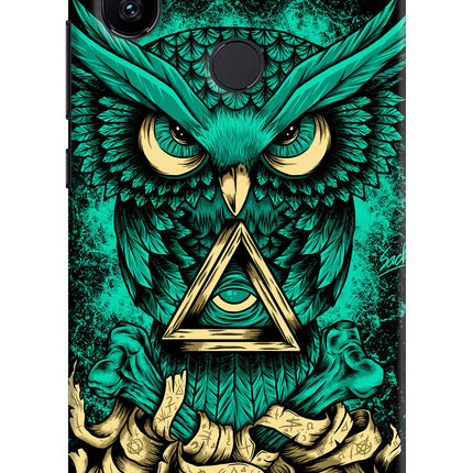 Green Owl Mi A2 Hard Case Back Cover by Casekaro