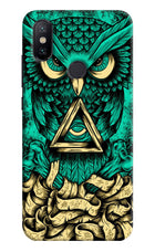 Green Owl Mi A2 Hard Case Back Cover by Casekaro