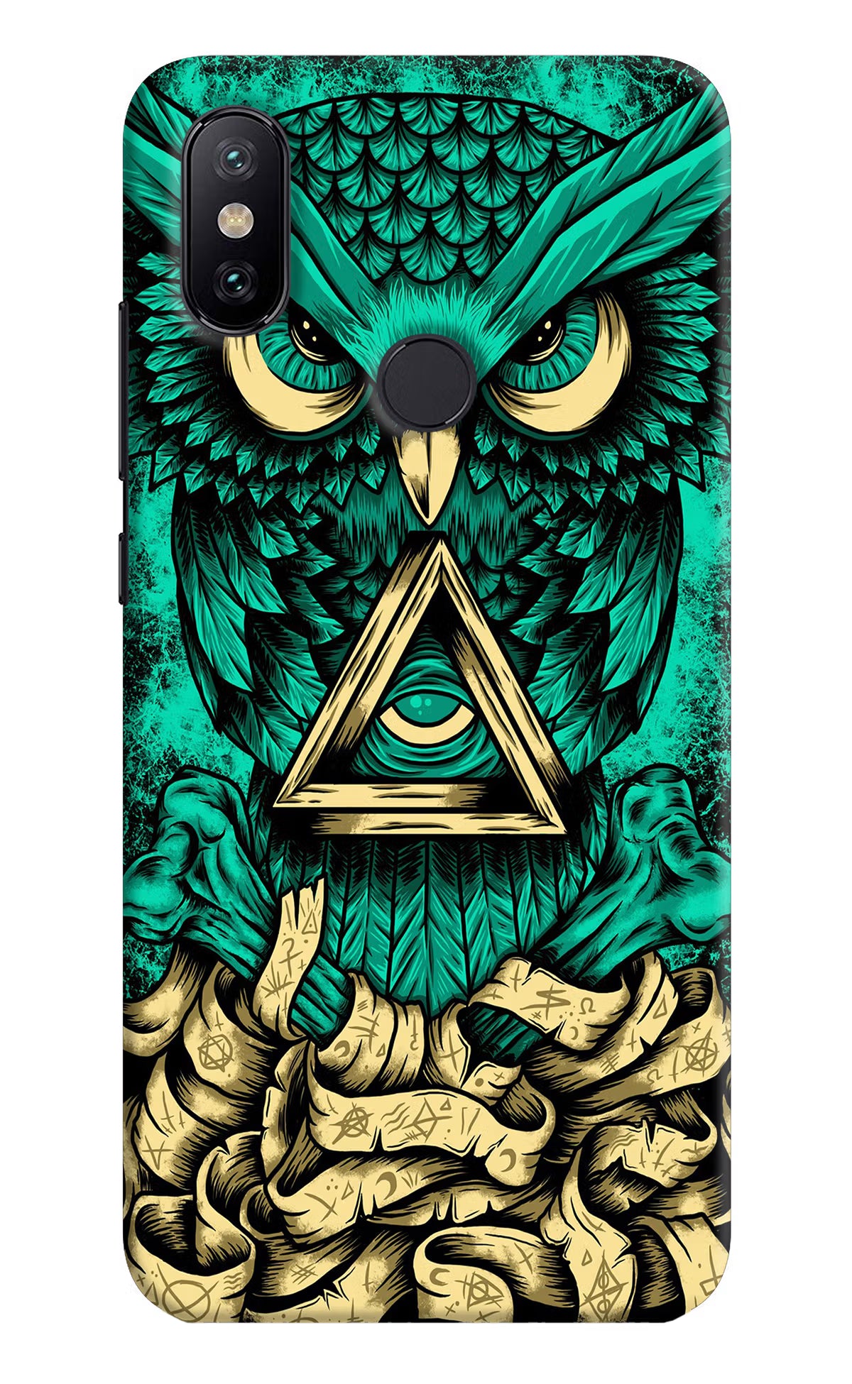 Green Owl Mi A2 Hard Case Back Cover by Casekaro
