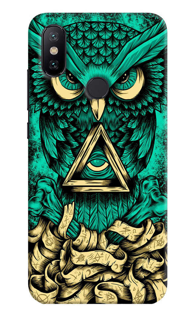 Green Owl Mi A2 Hard Case Back Cover by Casekaro