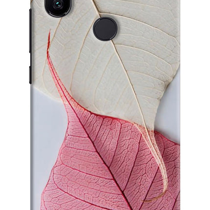 White Pink Leaf Mi A2 Hard Case Back Cover by Casekaro