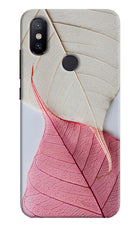 White Pink Leaf Mi A2 Hard Case Back Cover by Casekaro