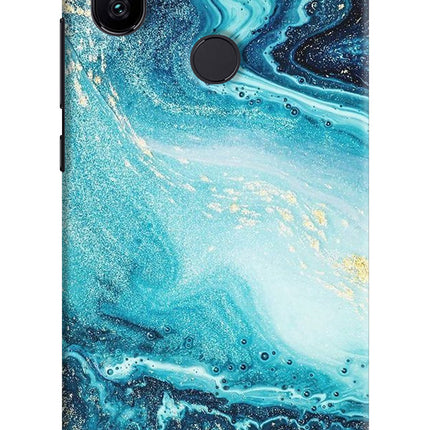 Blue Glitter Marble Mi A2 Hard Case Back Cover by Casekaro
