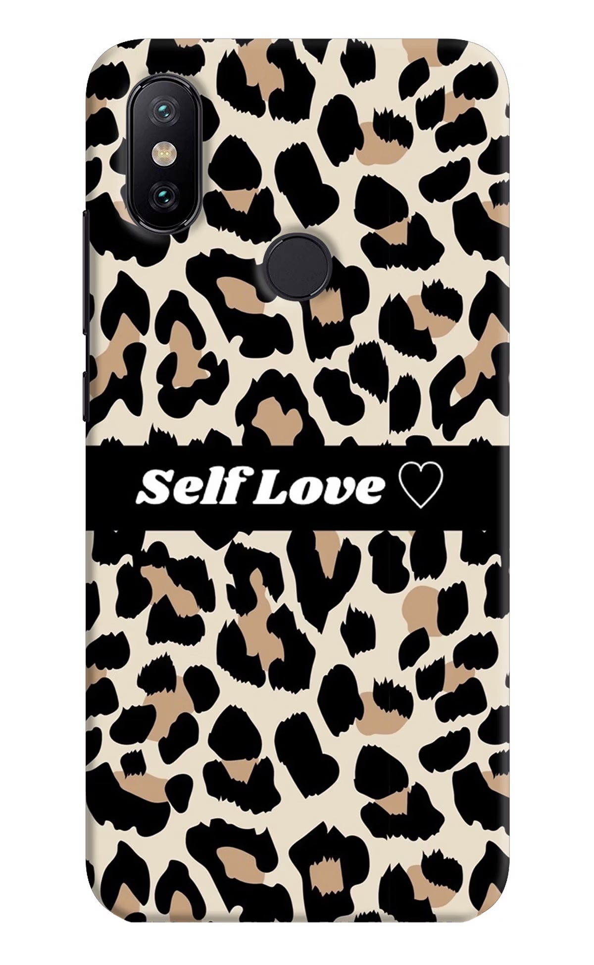 Leopard Print Self Love Mi A2 Hard Case Back Cover by Casekaro