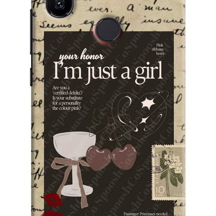 I am just a girl Mi A2 Hard Case Back Cover by Casekaro