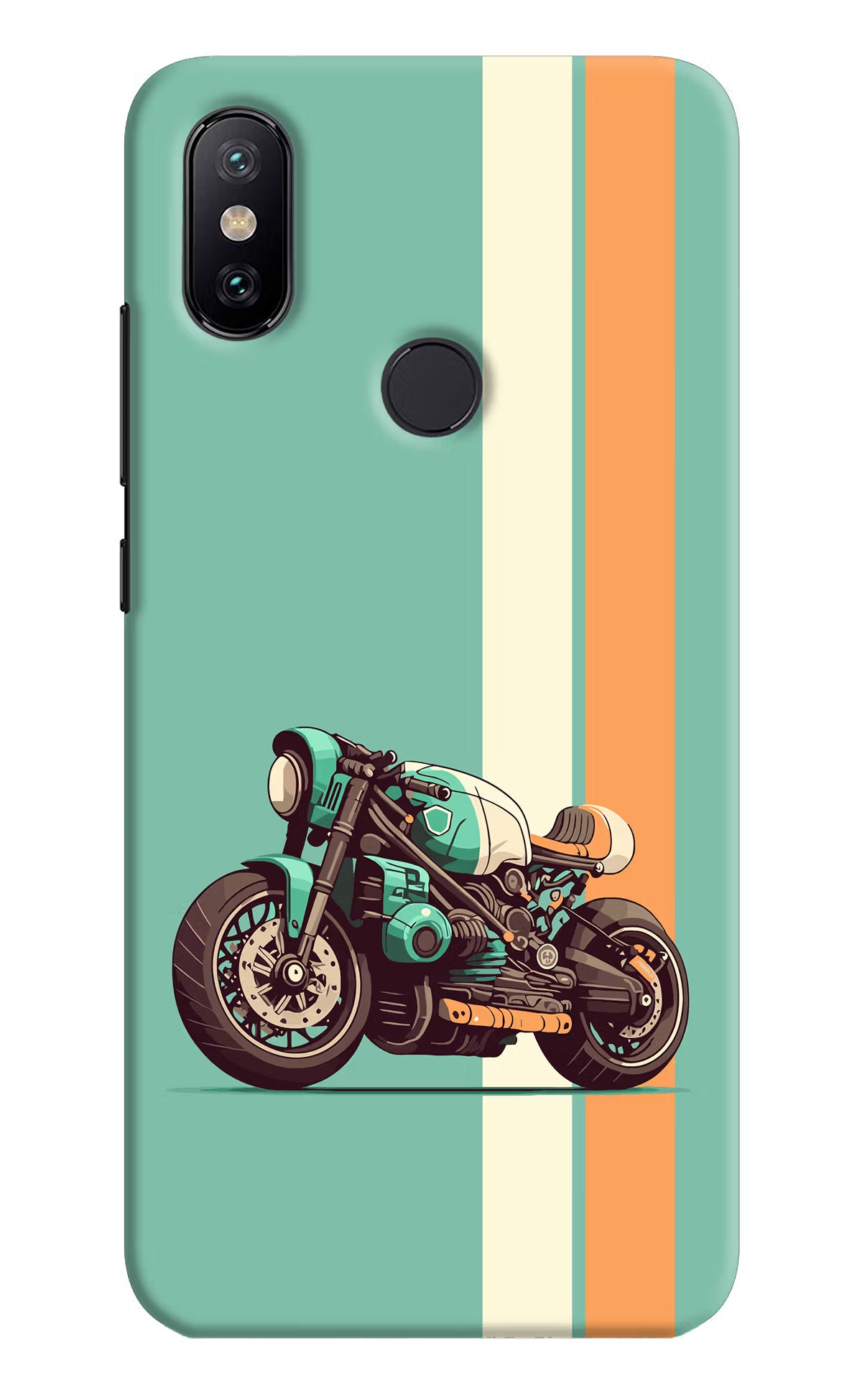 Striped Moto Drift Mi A2 Hard Case Back Cover by Casekaro