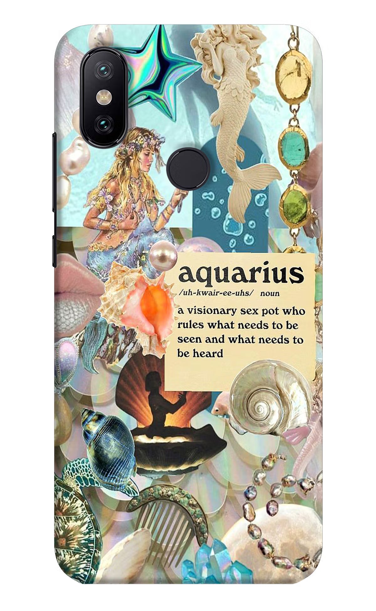 Aquarius Zodiac Mi A2 Hard Case Back Cover by Casekaro