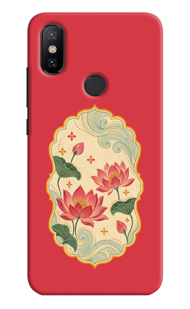 Pink Lotus Mi A2 Hard Case Back Cover by Casekaro