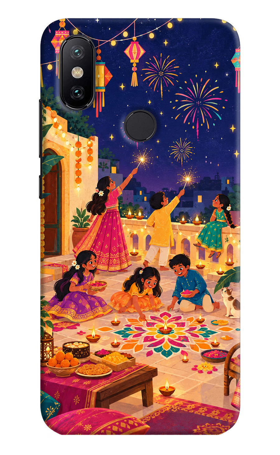 Diwali Night Mi A2 Back Cover, Hard case