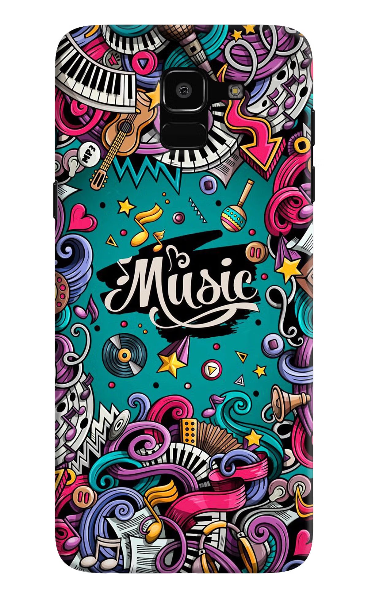Music Graffiti Samsung J6 Hard Case Back Cover by Casekaro