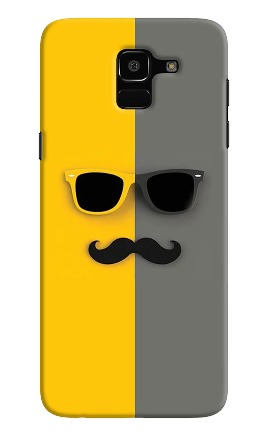 Sunglasses with Mustache Samsung J6 Hard Case Back Cover by Casekaro