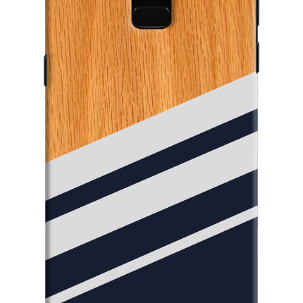 Blue and white wooden Samsung J6 Hard Case Back Cover by Casekaro