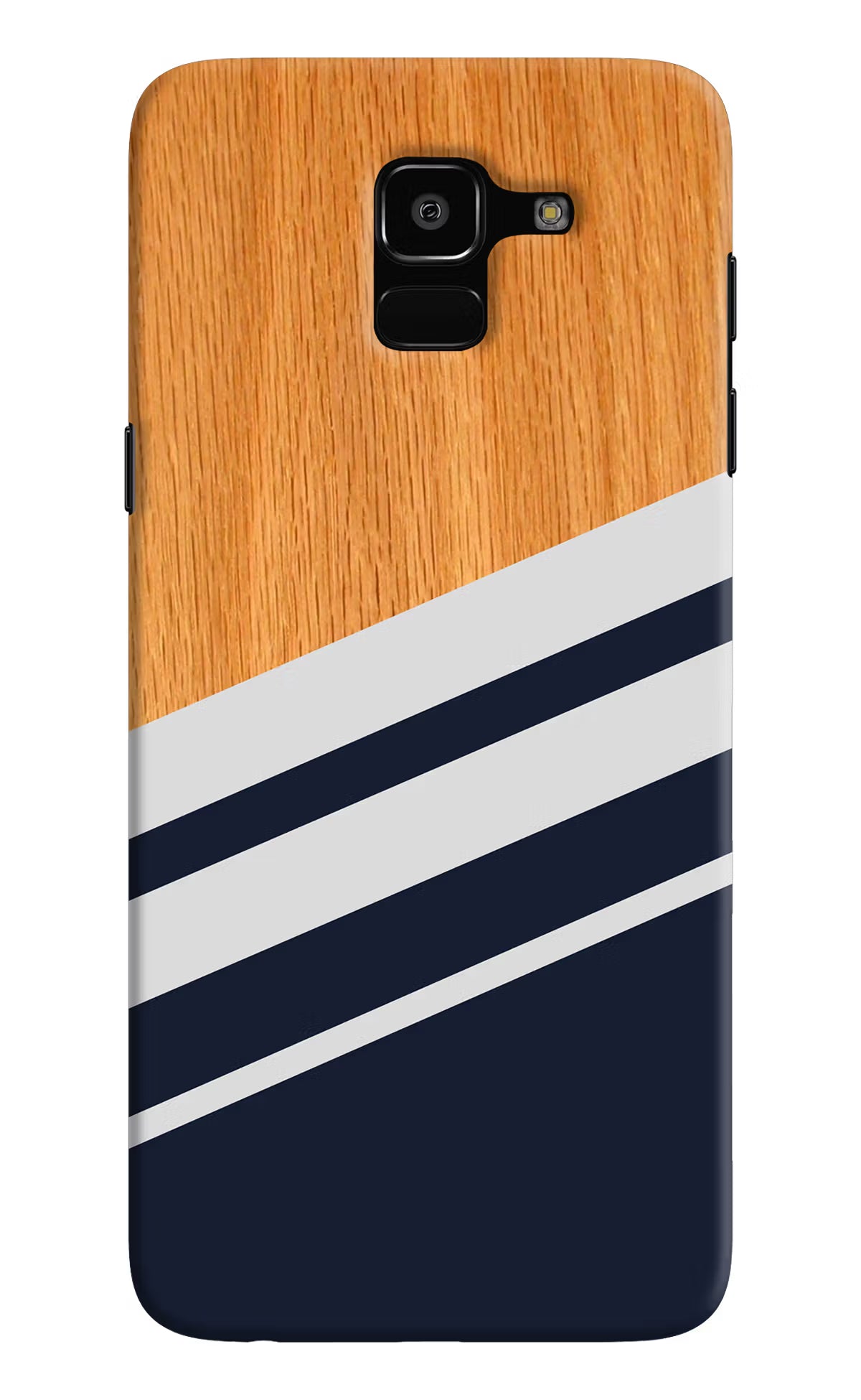 Blue and white wooden Samsung J6 Hard Case Back Cover by Casekaro