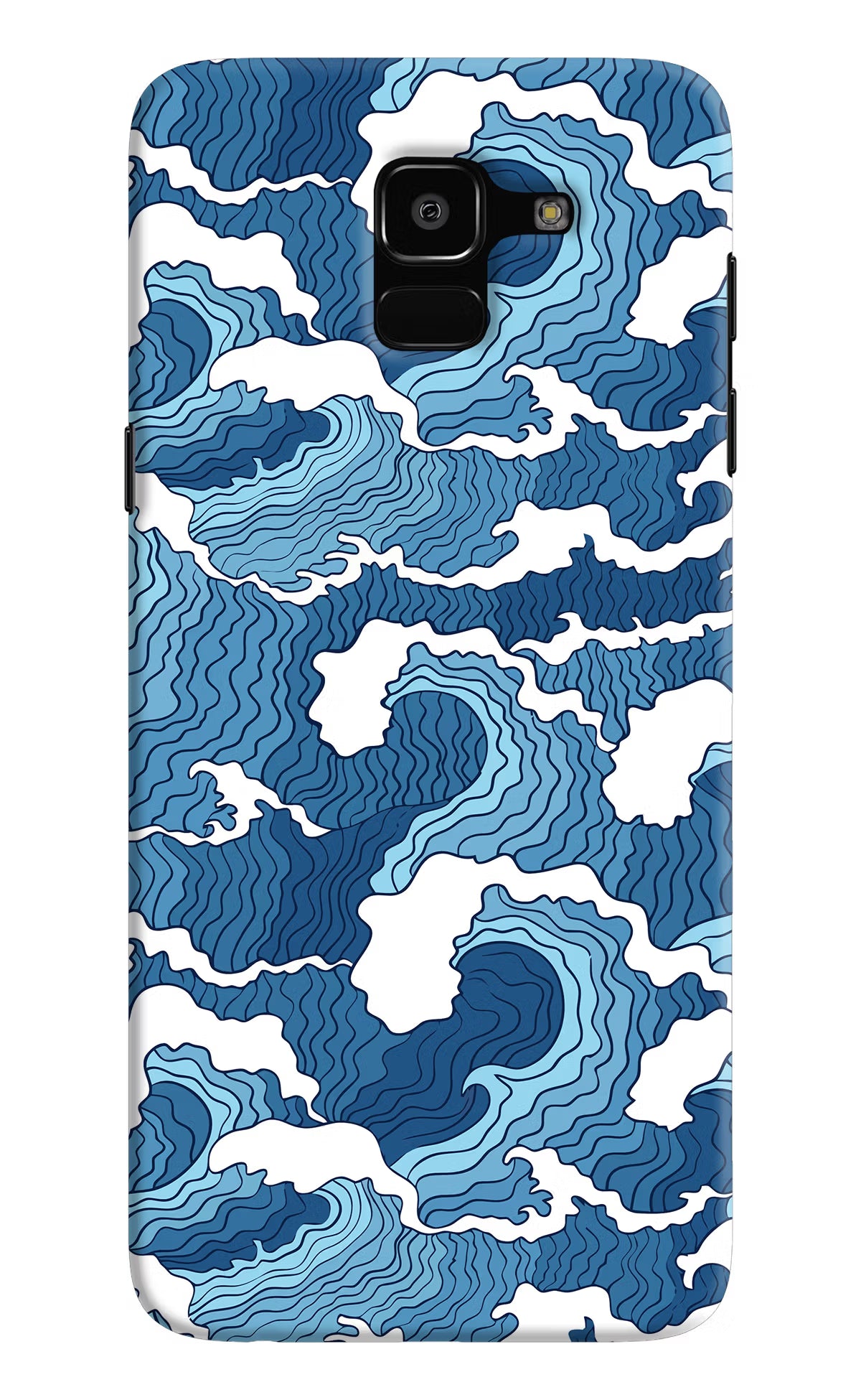 Blue Waves Samsung J6 Hard Case Back Cover by Casekaro