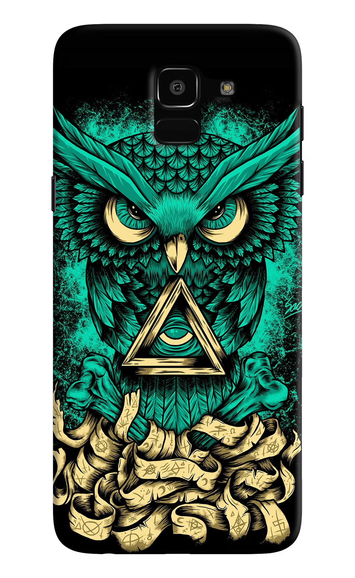 Green Owl Samsung J6 Hard Case Back Cover by Casekaro