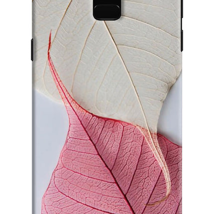 White Pink Leaf Samsung J6 Hard Case Back Cover by Casekaro