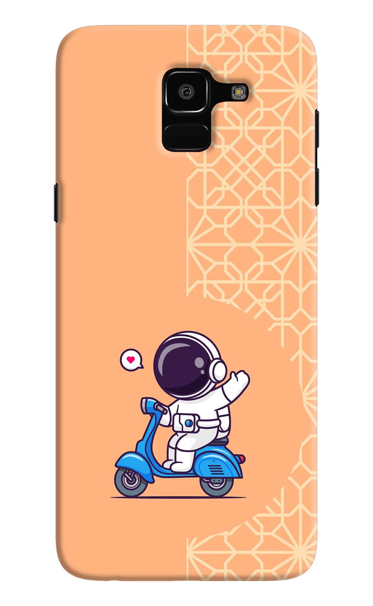 Cute Astronaut Riding Samsung J6 Hard Case Back Cover by Casekaro