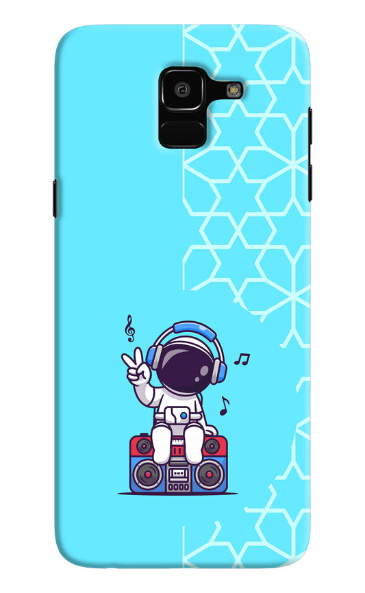 Cute Astronaut Chilling Samsung J6 Hard Case Back Cover by Casekaro