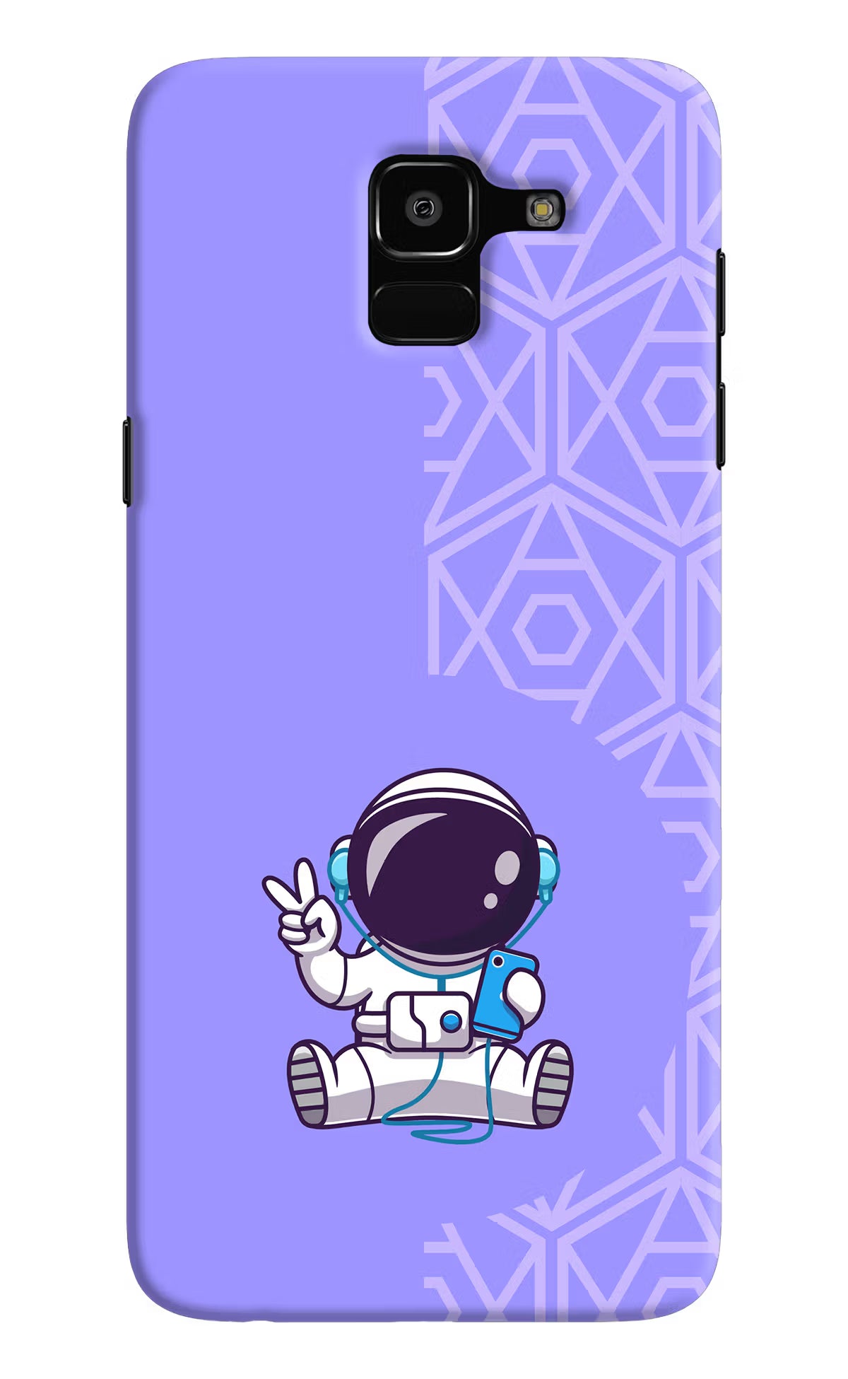 Cute Astronaut Chilling Samsung J6 Hard Case Back Cover by Casekaro