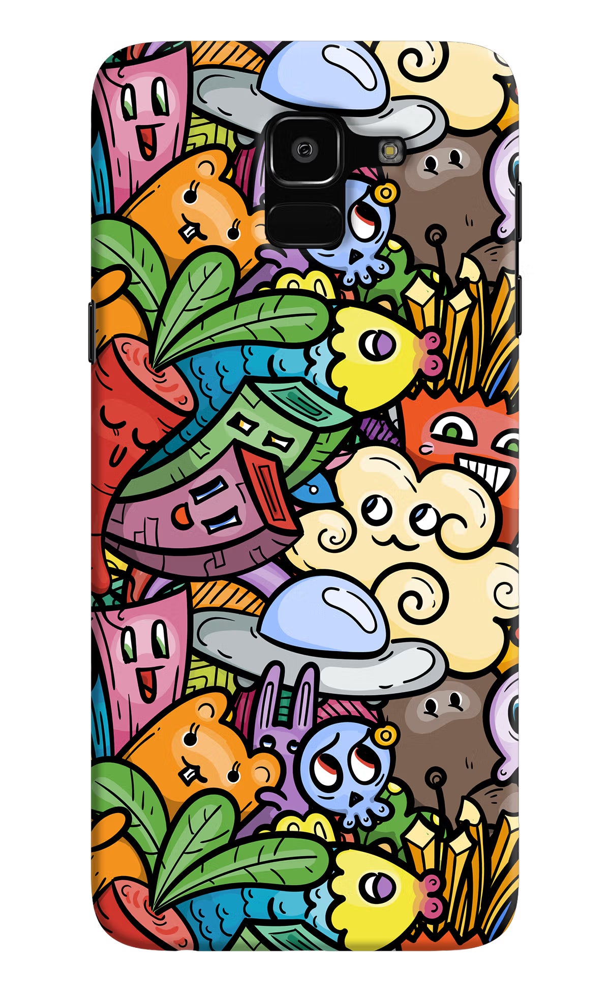 Veggie Doodle Samsung J6 Hard Case Back Cover by Casekaro