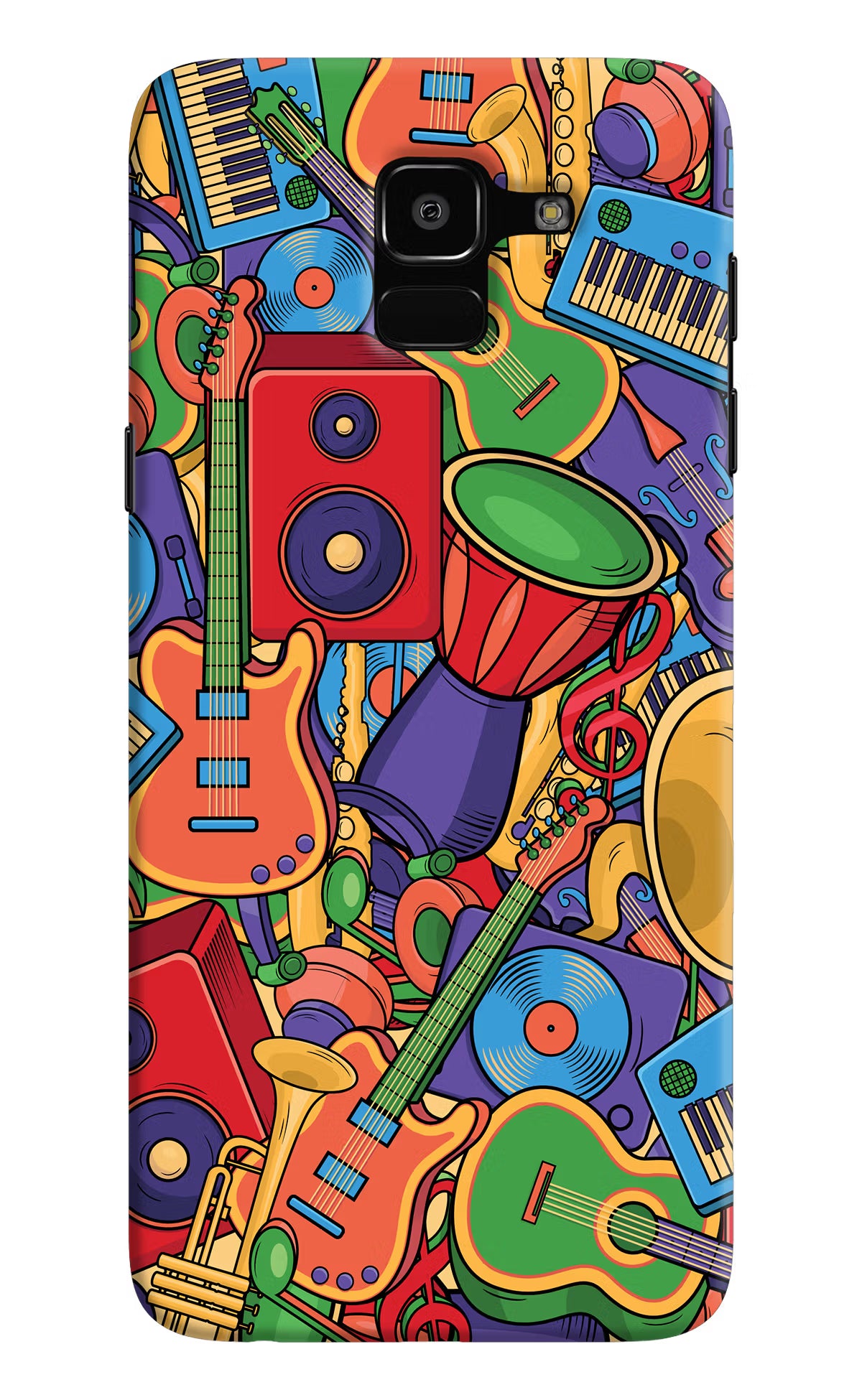 Music Instrument Doodle Samsung J6 Hard Case Back Cover by Casekaro