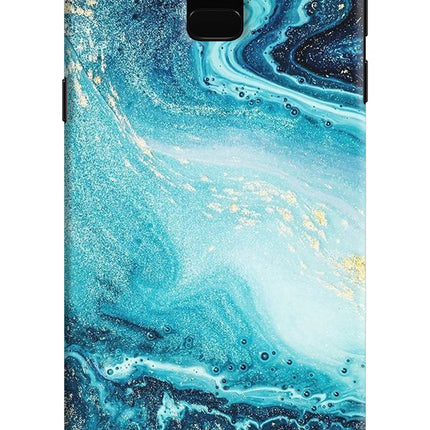 Blue Glitter Marble Samsung J6 Hard Case Back Cover by Casekaro
