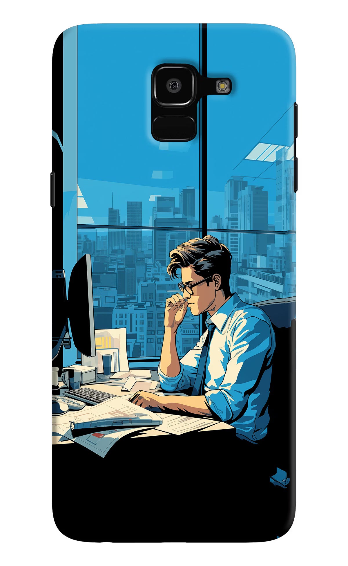 Focused Hustler (AI Generated) Samsung J6 Hard Case Back Cover by Casekaro