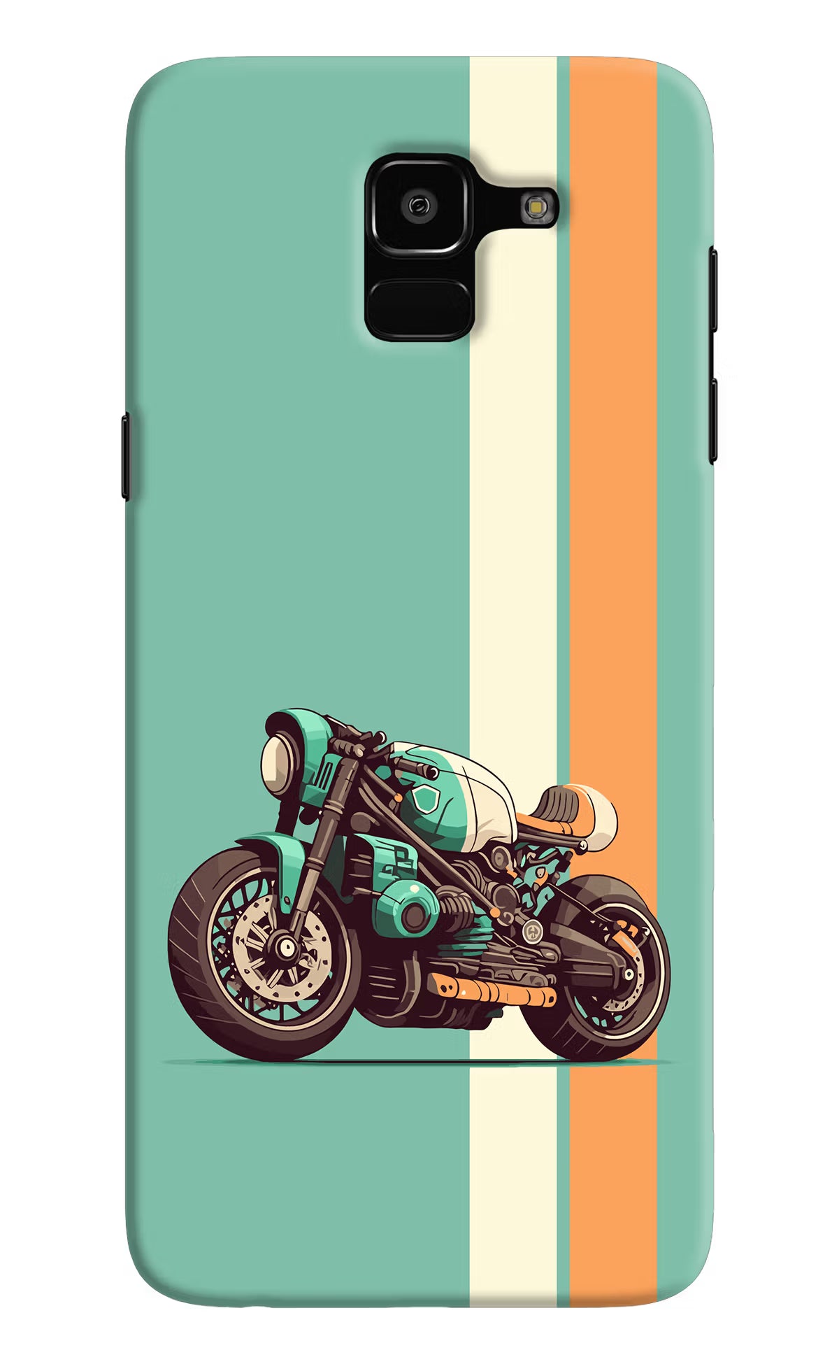 Striped Moto Drift Samsung J6 Hard Case Back Cover by Casekaro