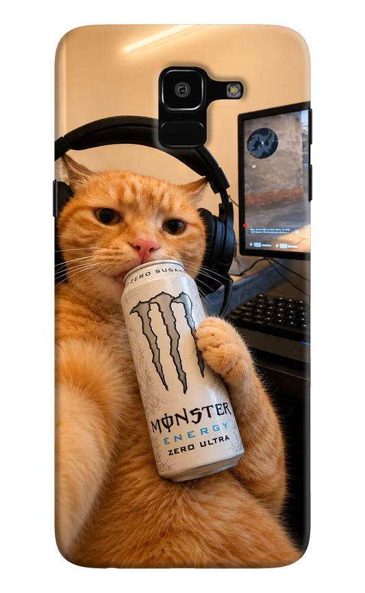 Gamer Cat Energy Samsung J6 Hard Case Back Cover by Casekaro