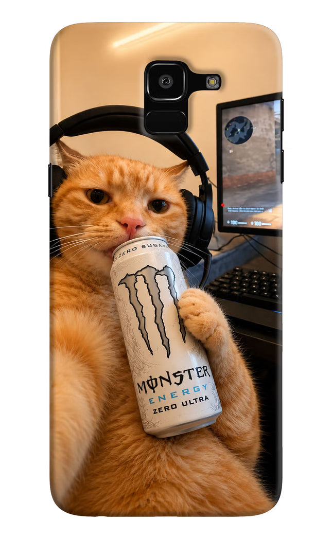 Gamer Cat Energy Samsung J6 Hard Case Back Cover by Casekaro