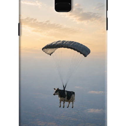 Skydiving Cow Samsung J6 Hard Case Back Cover by Casekaro