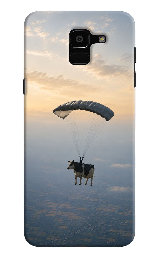 Skydiving Cow Samsung J6 Hard Case Back Cover by Casekaro