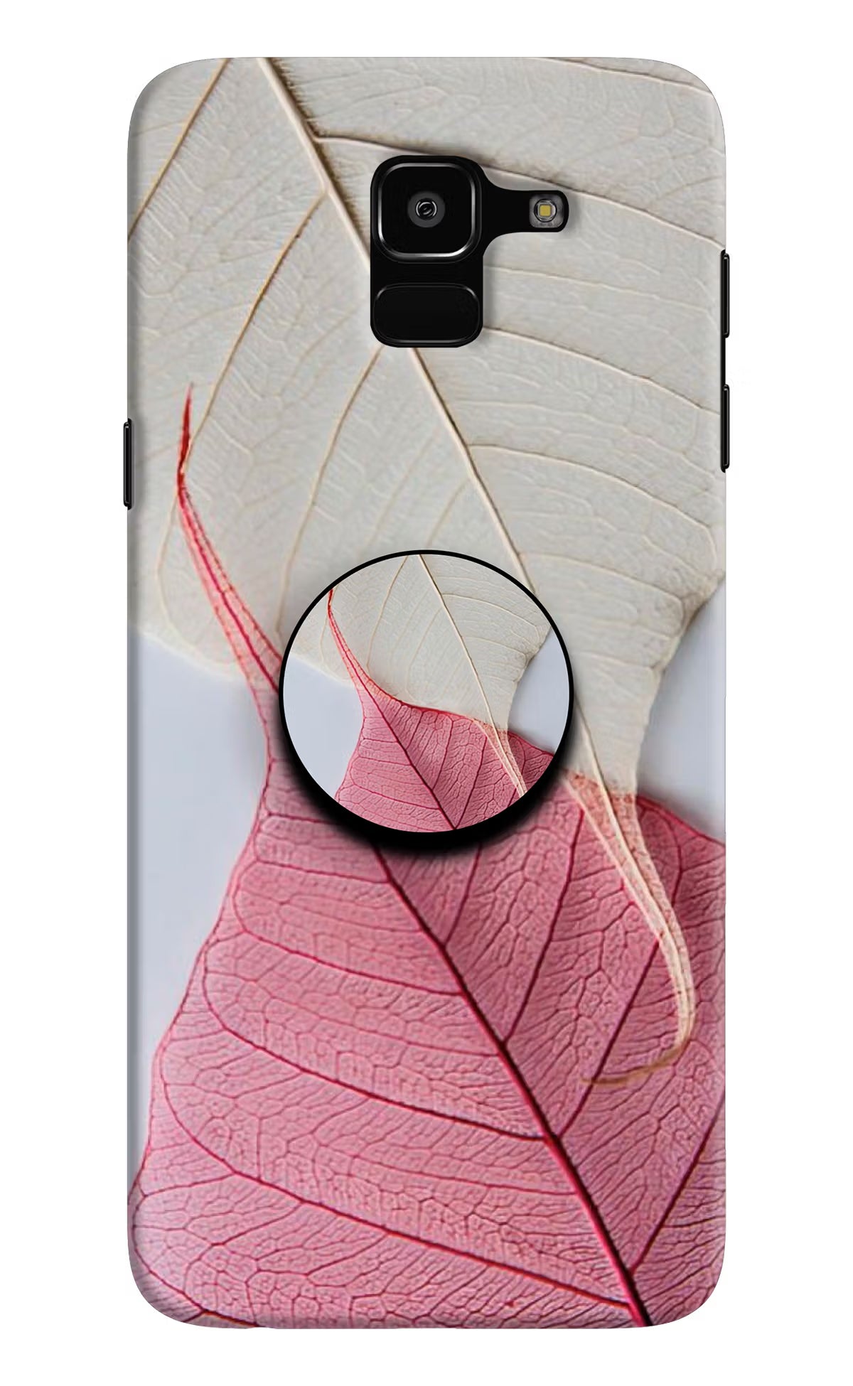 White Pink Leaf Samsung J6 Pop Case by Casekaro