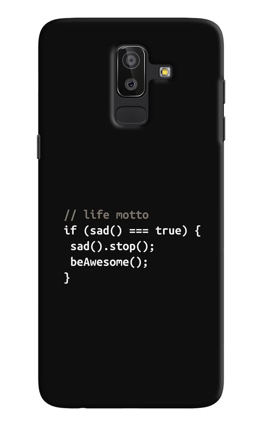 Life Motto Code Samsung J8 Hard Case Back Cover by Casekaro