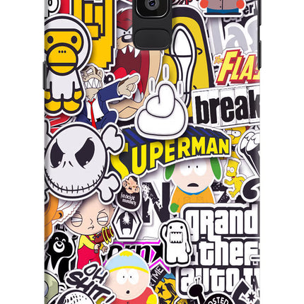 Sticker Bomb Samsung J8 Hard Case Back Cover by Casekaro