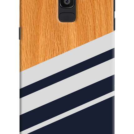 Blue and white wooden Samsung J8 Hard Case Back Cover by Casekaro
