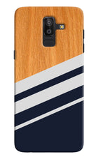 Blue and white wooden Samsung J8 Hard Case Back Cover by Casekaro