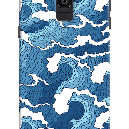 Blue Waves Samsung J8 Hard Case Back Cover by Casekaro