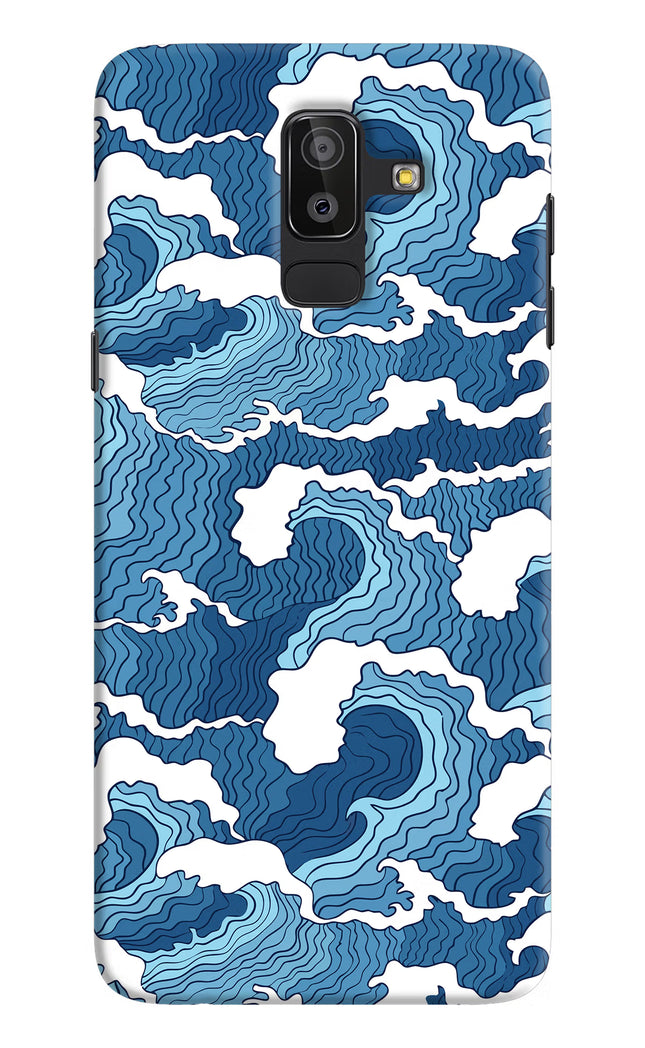Blue Waves Samsung J8 Hard Case Back Cover by Casekaro