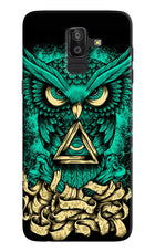 Green Owl Samsung J8 Hard Case Back Cover by Casekaro