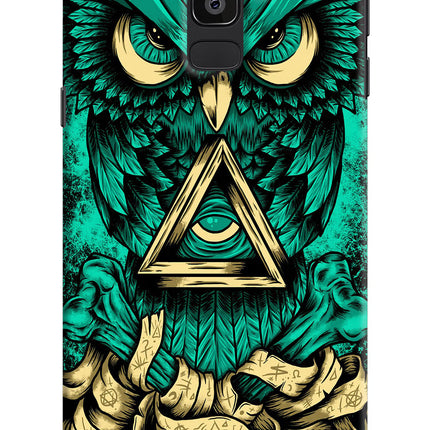 Green Owl Samsung J8 Hard Case Back Cover by Casekaro